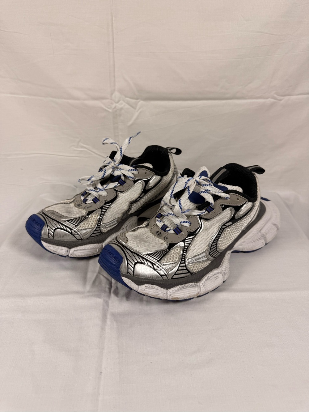 Balenciaga Silver and Blue Men's Athletic Sneakers